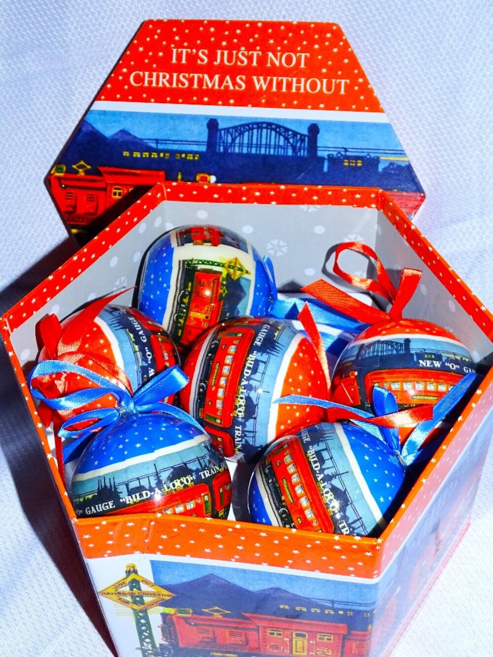 Lionel Train Orange and Blue Christmas Balls 13